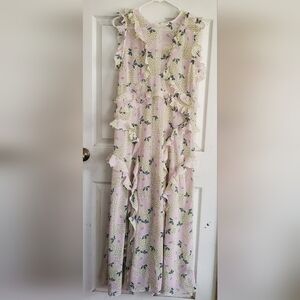 Ted Baker All Over Floral Print Sheer Material Maxi Dress, Size 5
